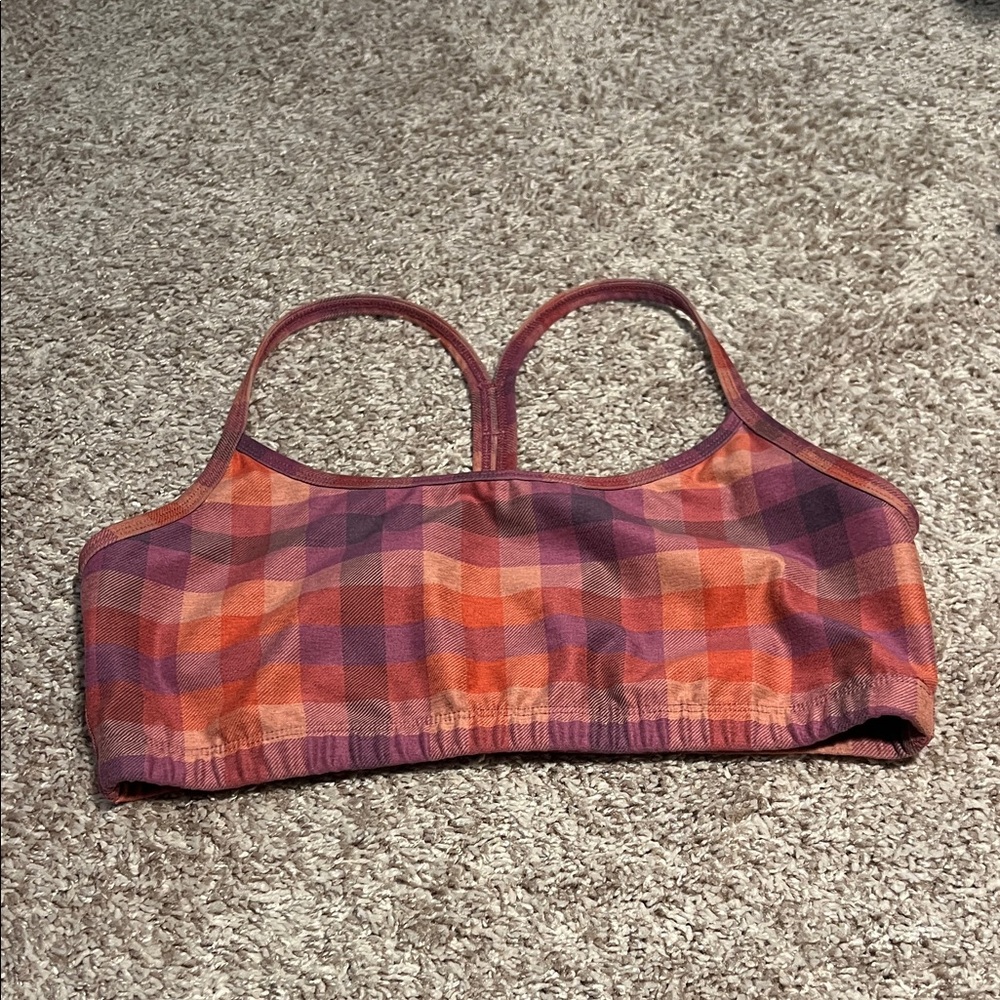 SOLD- Beyond Yoga Plaid Sports Bra - Purple and Orange